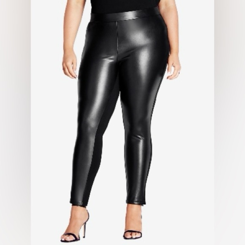 Sleek Black Faux Leather Ponte Leggings